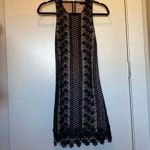 NBD Black Embroidered Mini Dress